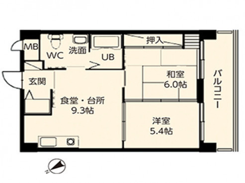 間取図（2LDK/49.67m²の場合）