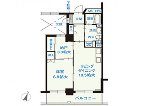 一般居室間取（1LDK+S／50.78m²の場合）