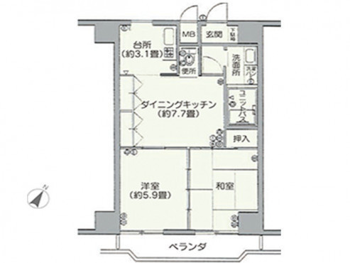 一般居室間取（2DK/48.6㎡の場合）