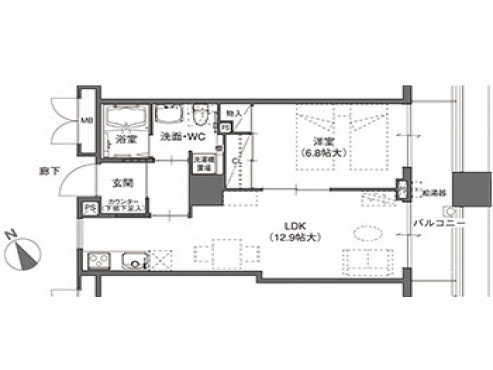 一般居室間取（1LDK/46.36m²の場合）