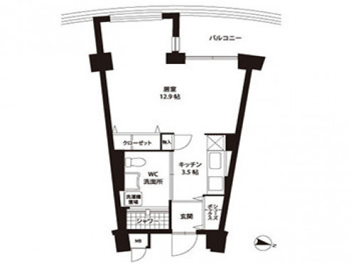 居室間取（1R／39.42m²の場合）