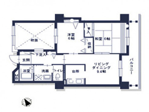 一般居室間取（2LD+K／62.68m²の場合）